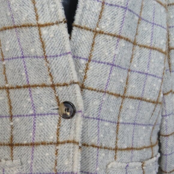 Isabel Marant Etoile size 40 Lyra Grid Plaid Jacket Wool Blend One Button Gray - Picture 6 of 9